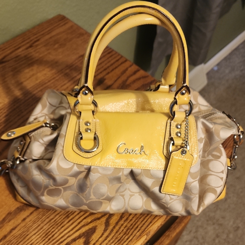 Coach Yellow and Gray Satchel Bag